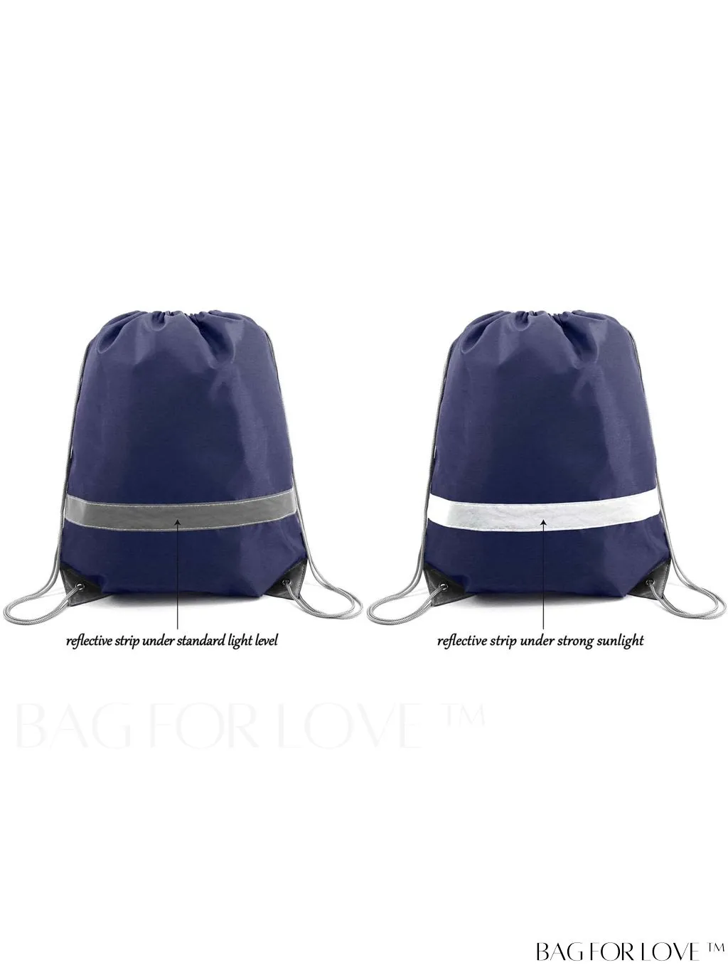 BagForLove - BeeGreen Large Drawstring Backpack, 20-Pack, Reflective Strip, Ideal for Gym, Sports, and Travel