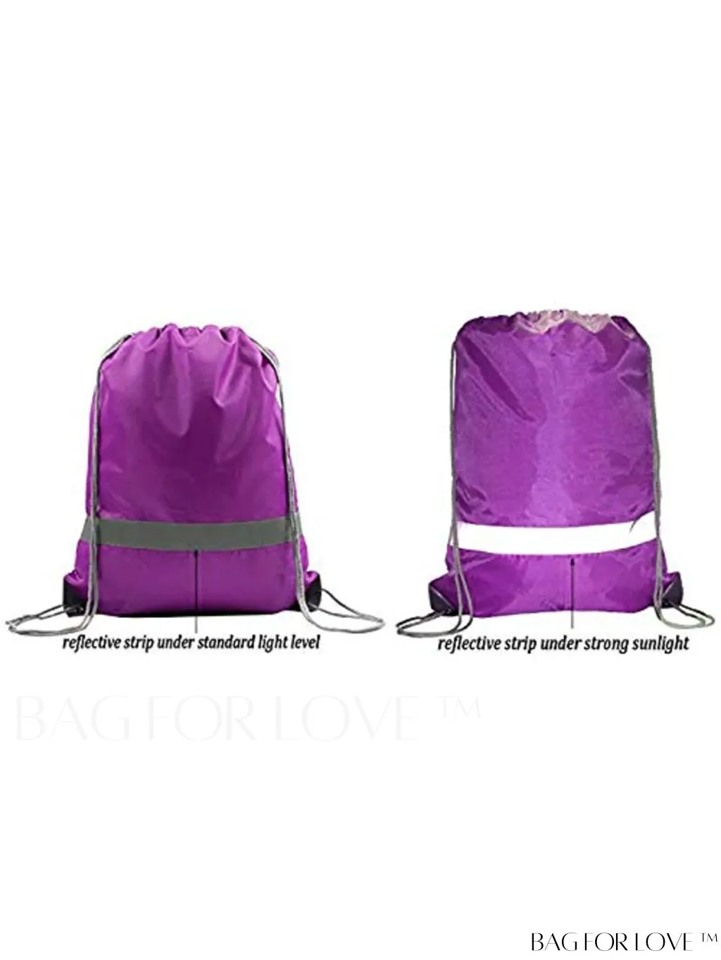 BagForLove - BeeGreen Large Drawstring Backpack, 20-Pack, Reflective Strip, Ideal for Gym, Sports, and Travel
