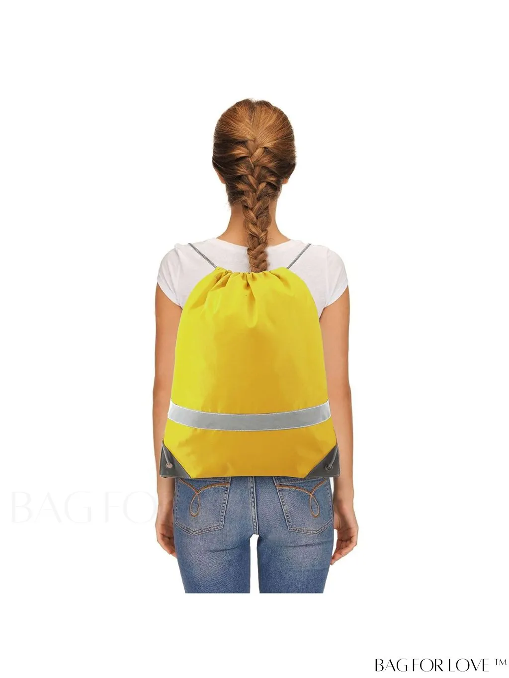 BagForLove - BeeGreen Large Drawstring Backpack, 20-Pack, Reflective Strip, Ideal for Gym, Sports, and Travel
