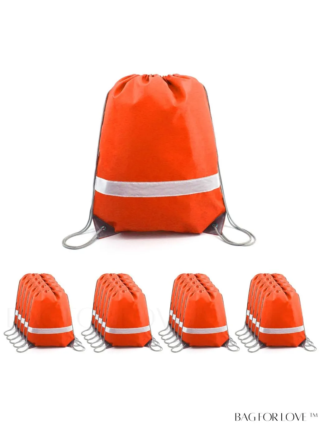BagForLove - BeeGreen Large Drawstring Backpack, 20-Pack, Reflective Strip, Ideal for Gym, Sports, and Travel