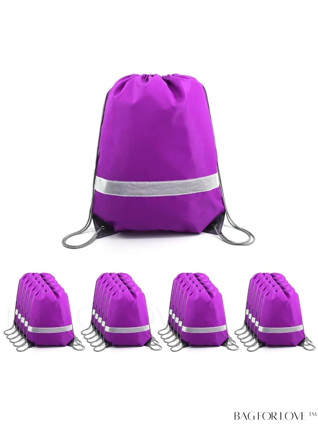 BagForLove - BeeGreen Large Drawstring Backpack, 20-Pack, Reflective Strip, Ideal for Gym, Sports, and Travel