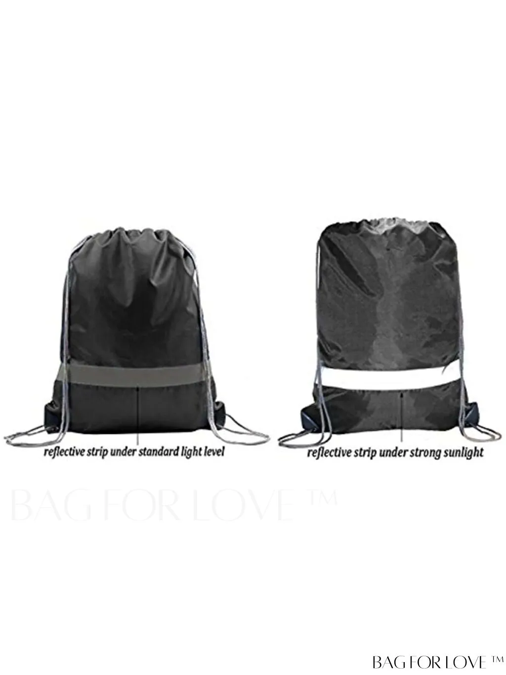 BagForLove - BeeGreen Large Drawstring Backpack, 20-Pack, Reflective Strip, Ideal for Gym, Sports, and Travel
