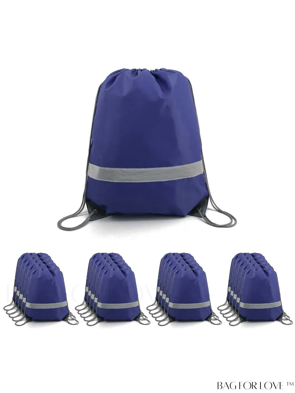 BagForLove - BeeGreen Large Drawstring Backpack, 20-Pack, Reflective Strip, Ideal for Gym, Sports, and Travel
