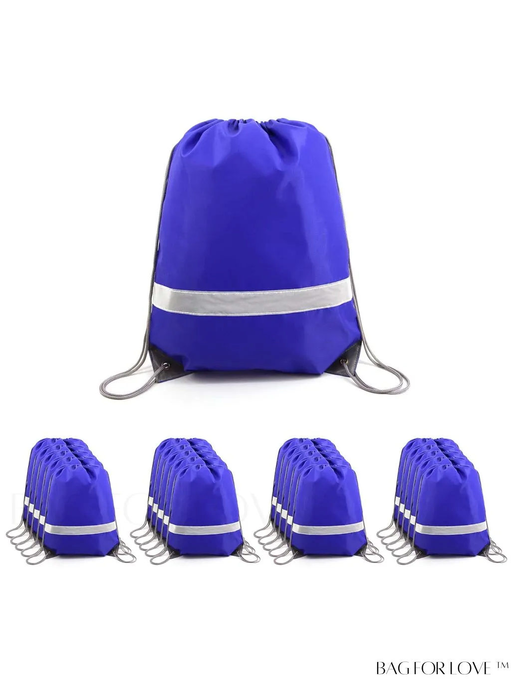 BagForLove - BeeGreen Large Drawstring Backpack, 20-Pack, Reflective Strip, Ideal for Gym, Sports, and Travel