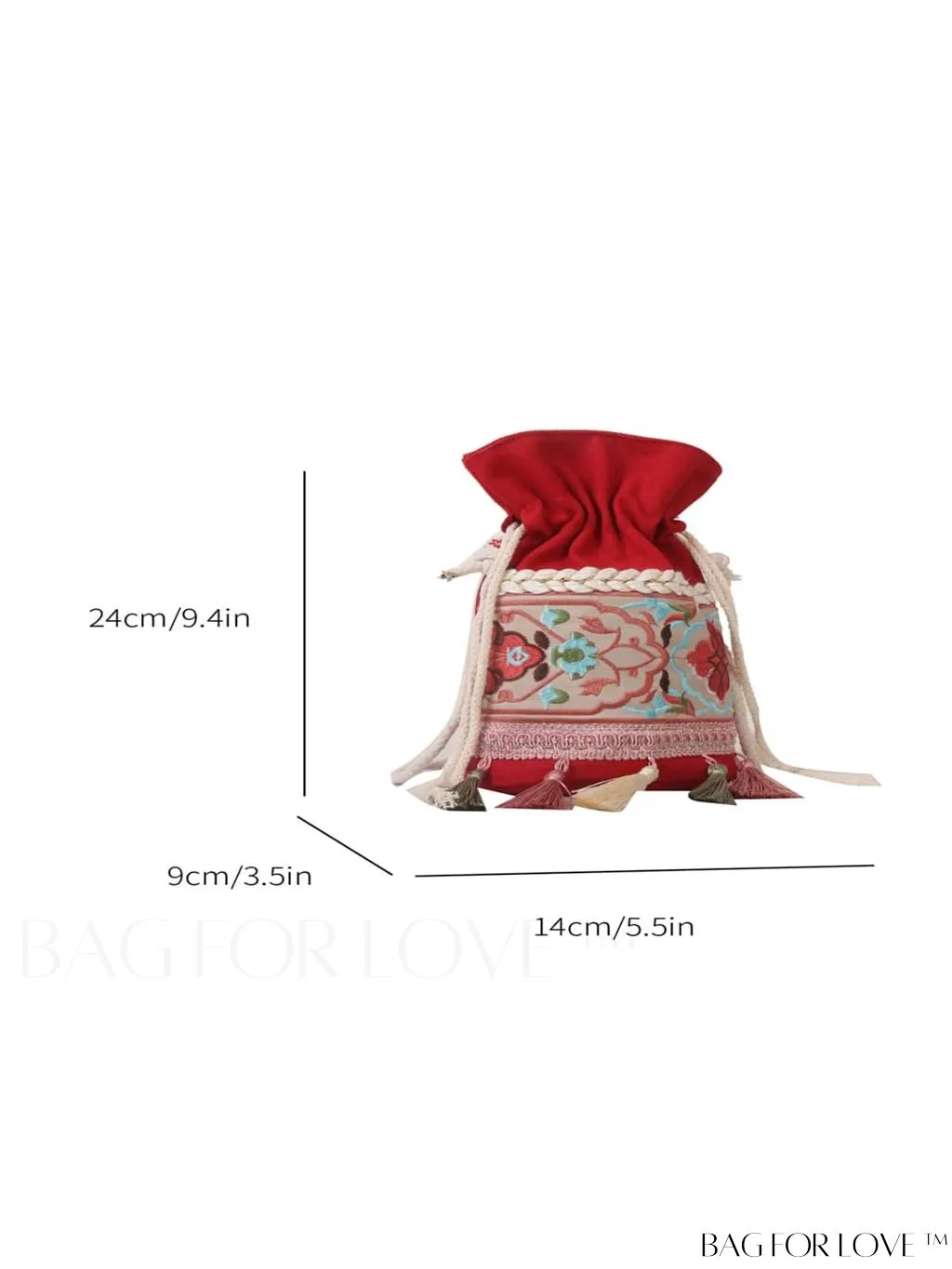 BagForLove - Chic Vintage Embroidered Bucket Bag with Tassel Accent - Crossbody for Sophisticated Women