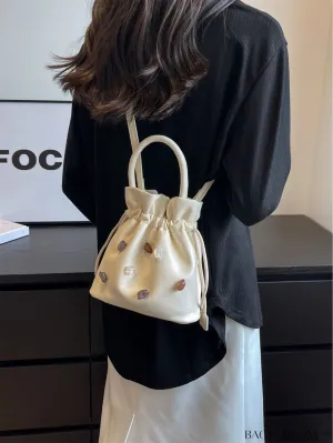BagForLove - Compact Beige Handheld Shoulder Bag with Drawstring Closure - Stylish and Functional