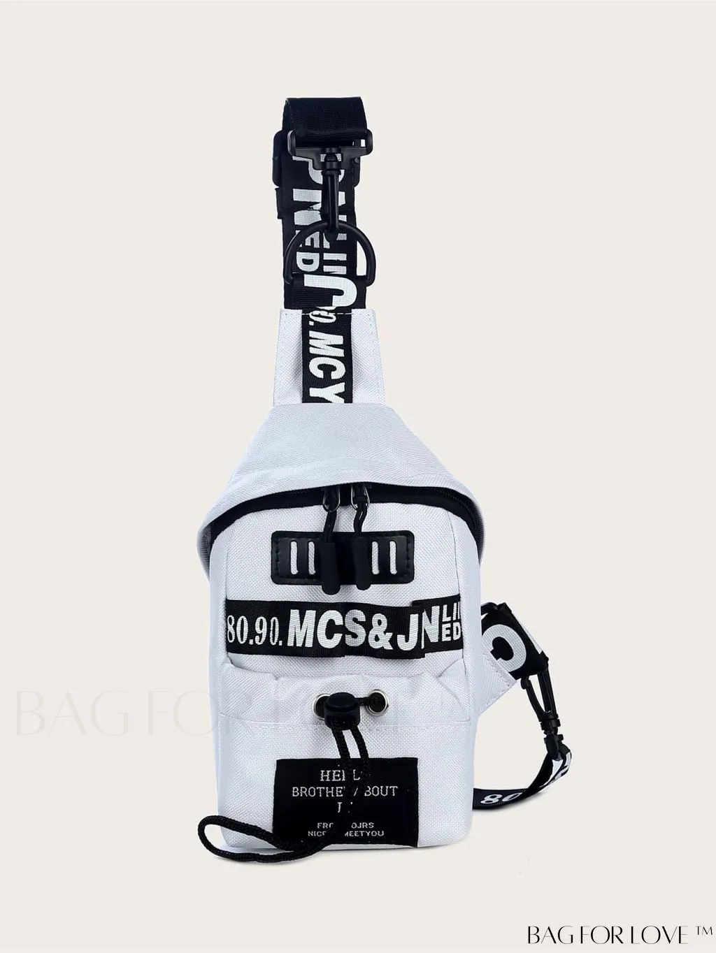 BagForLove - Compact Letter Graphic Sling Bag with Drawstring Closure
