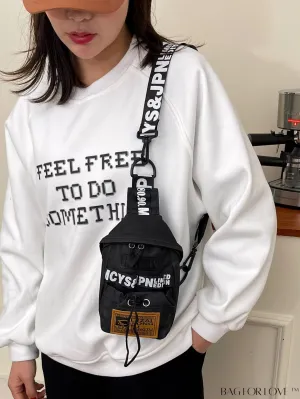 BagForLove - Compact Letter Graphic Sling Bag with Drawstring Closure