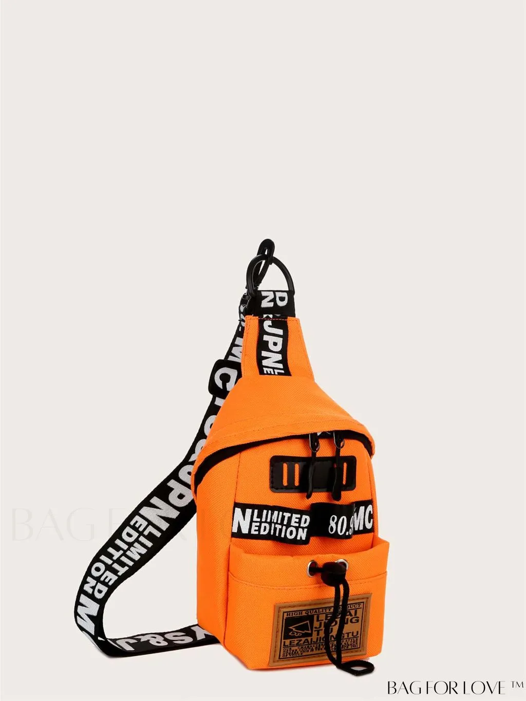 BagForLove - Compact Letter Graphic Sling Bag with Drawstring Closure