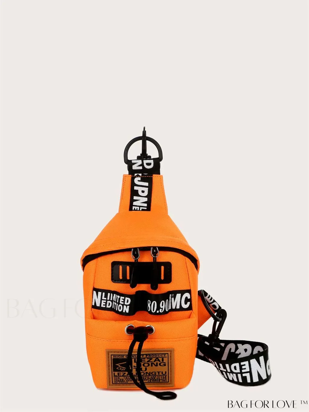 BagForLove - Compact Letter Graphic Sling Bag with Drawstring Closure