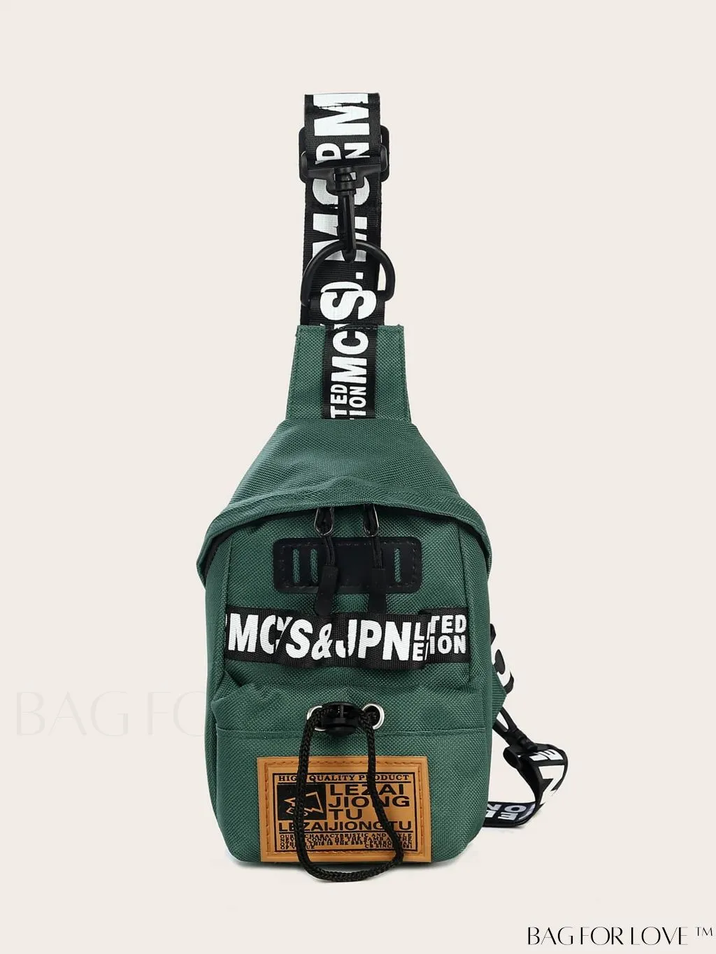 BagForLove - Compact Letter Graphic Sling Bag with Drawstring Closure