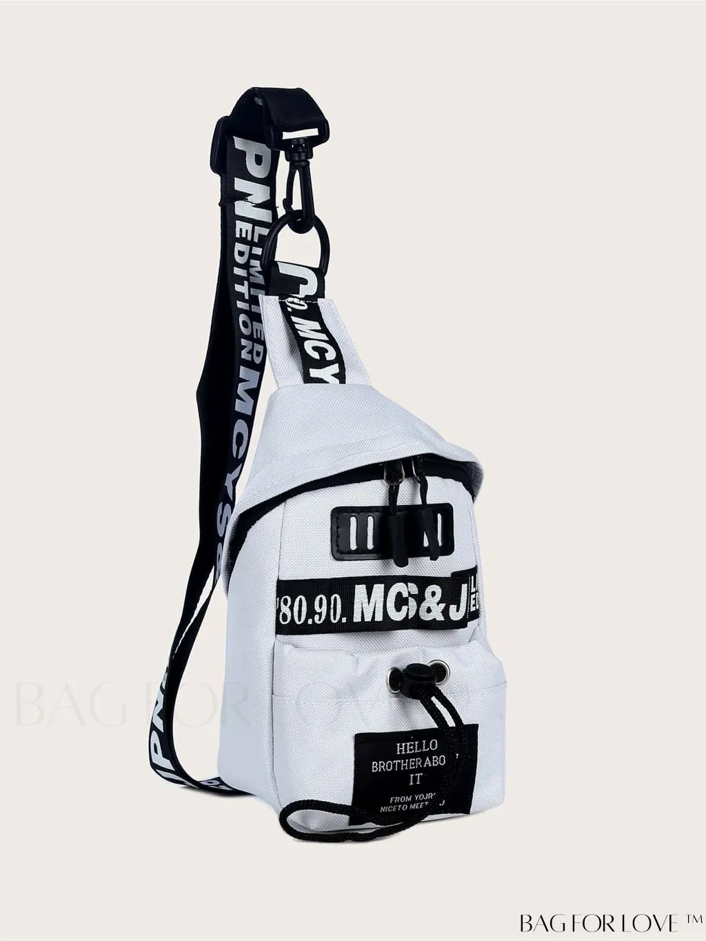 BagForLove - Compact Letter Graphic Sling Bag with Drawstring Closure