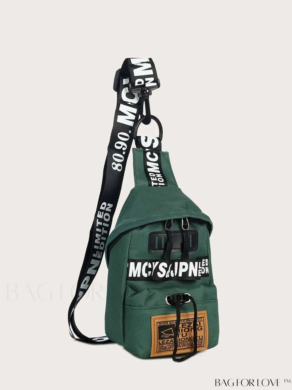 BagForLove - Compact Letter Graphic Sling Bag with Drawstring Closure