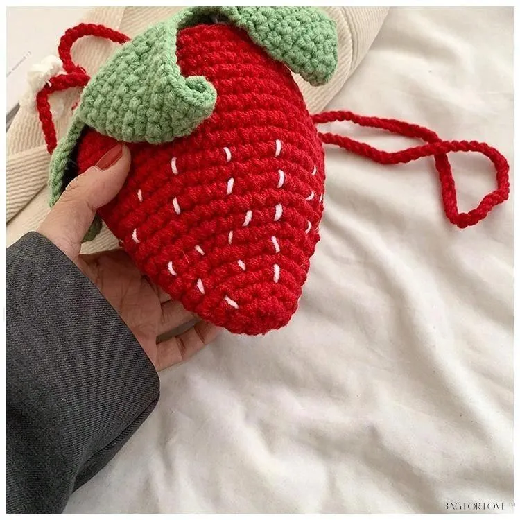 BagForLove - Delightful Knitted Crossbody Bag in Strawberry Design