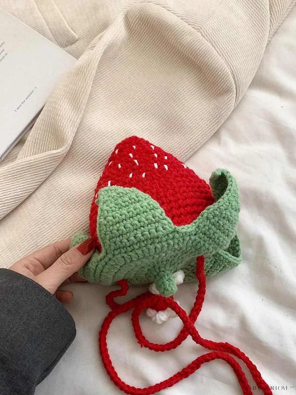 BagForLove - Delightful Knitted Crossbody Bag in Strawberry Design