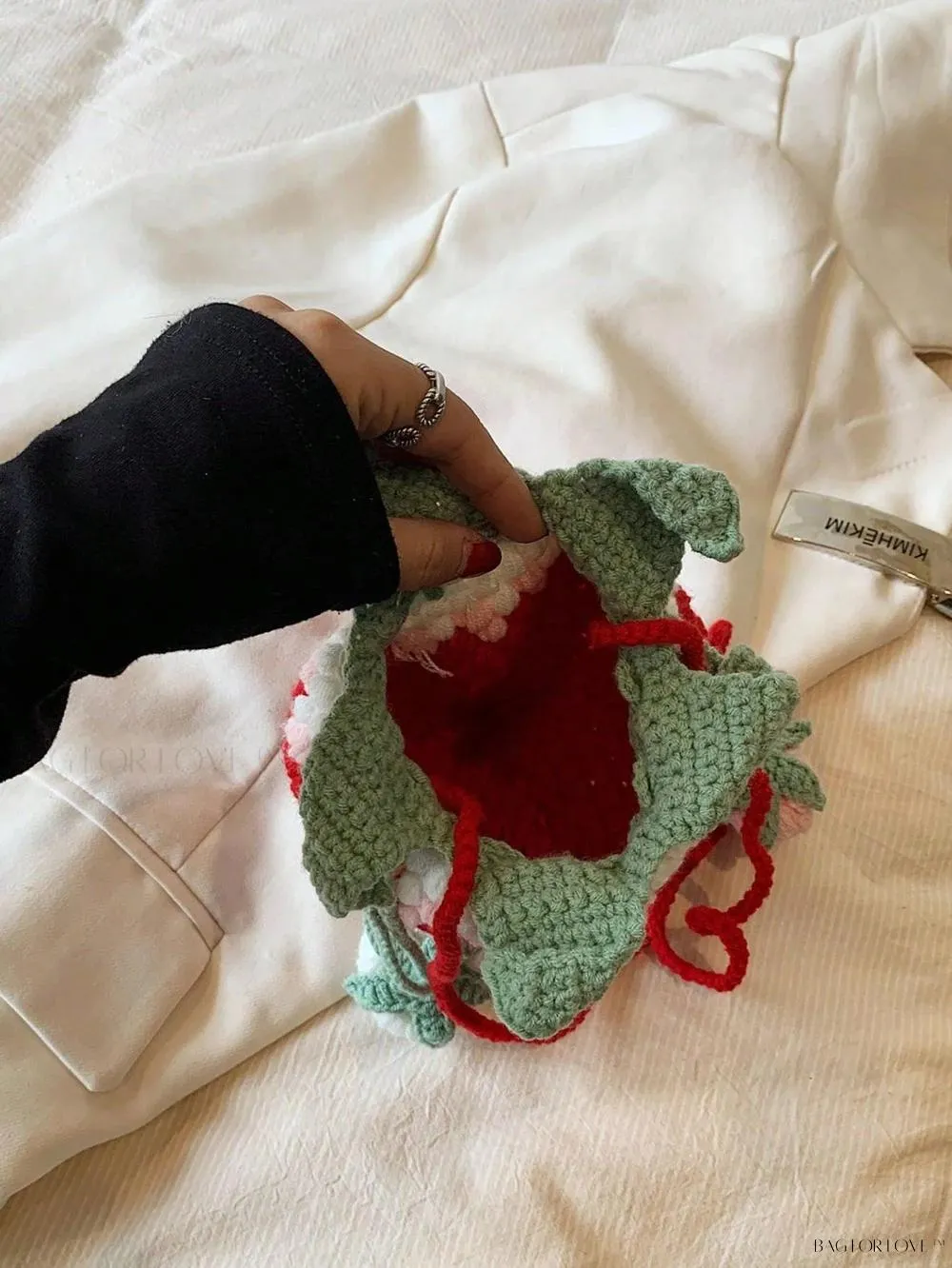 BagForLove - Delightful Knitted Crossbody Bag in Strawberry Design