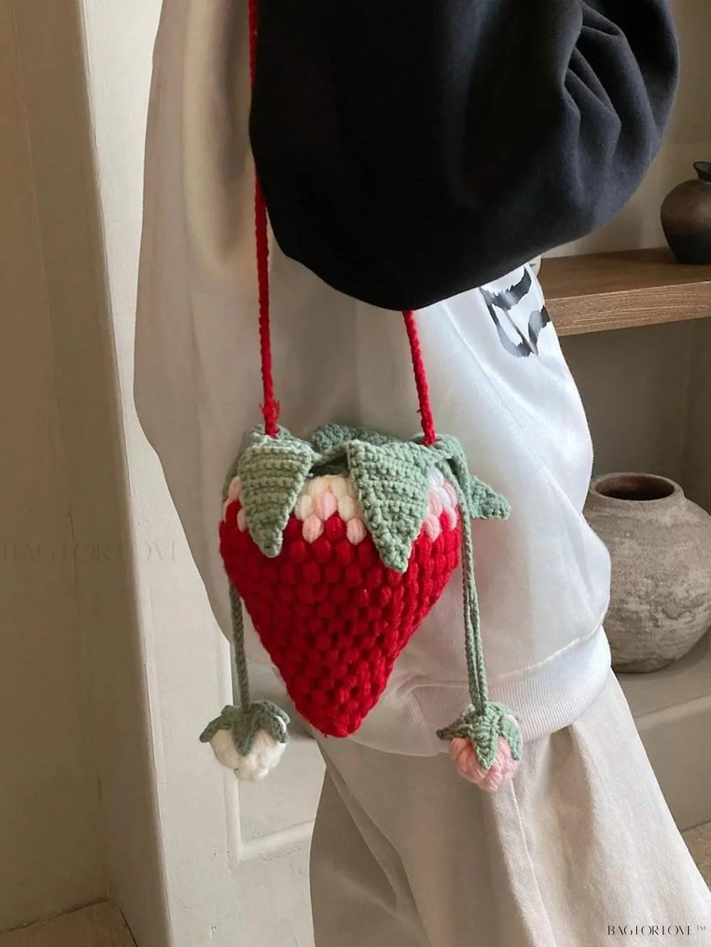 BagForLove - Delightful Knitted Crossbody Bag in Strawberry Design