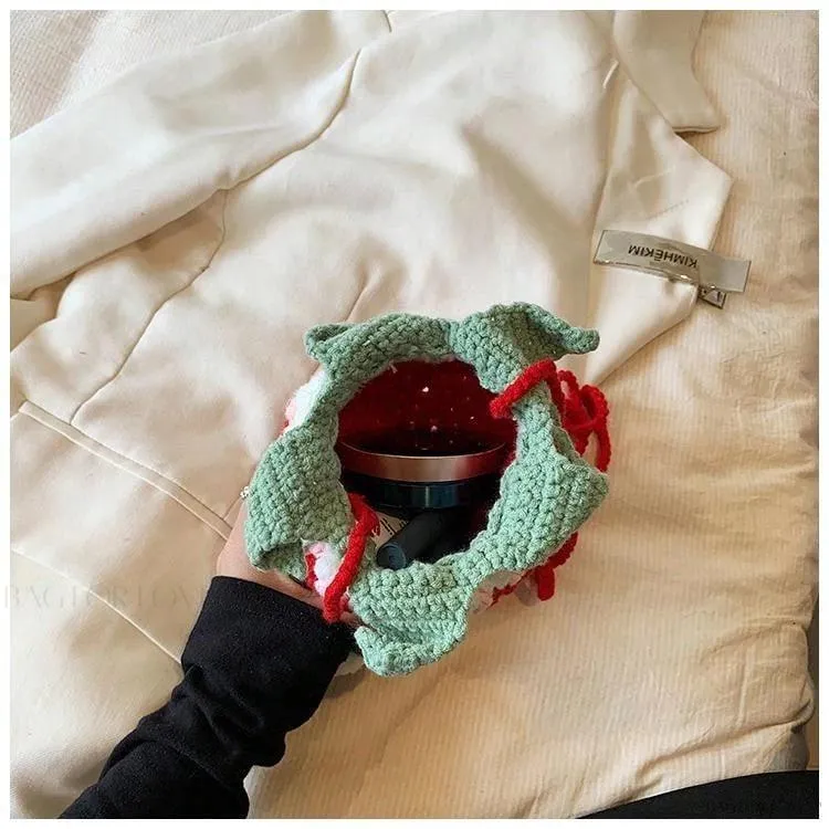 BagForLove - Delightful Knitted Crossbody Bag in Strawberry Design