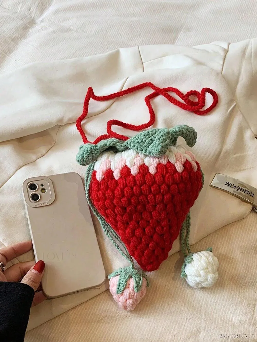 BagForLove - Delightful Knitted Crossbody Bag in Strawberry Design