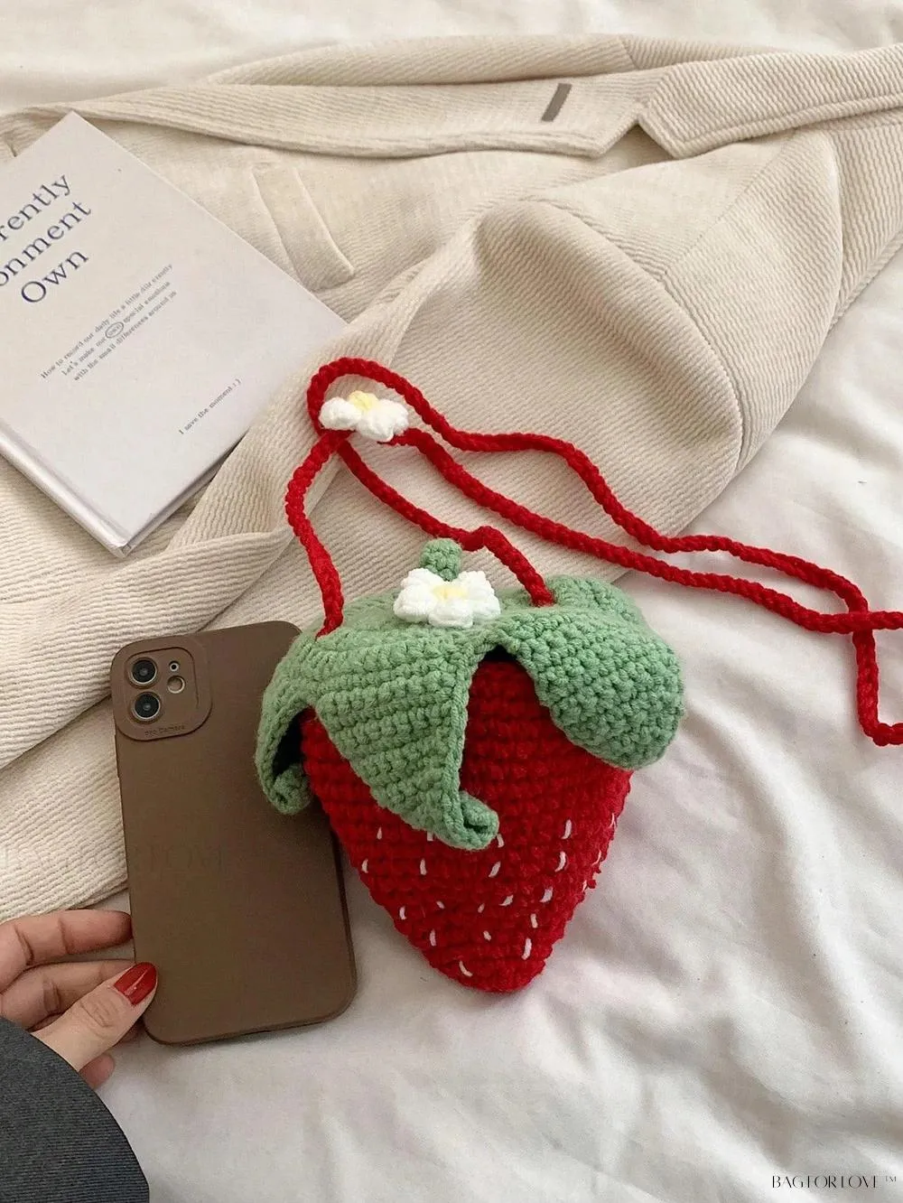 BagForLove - Delightful Knitted Crossbody Bag in Strawberry Design