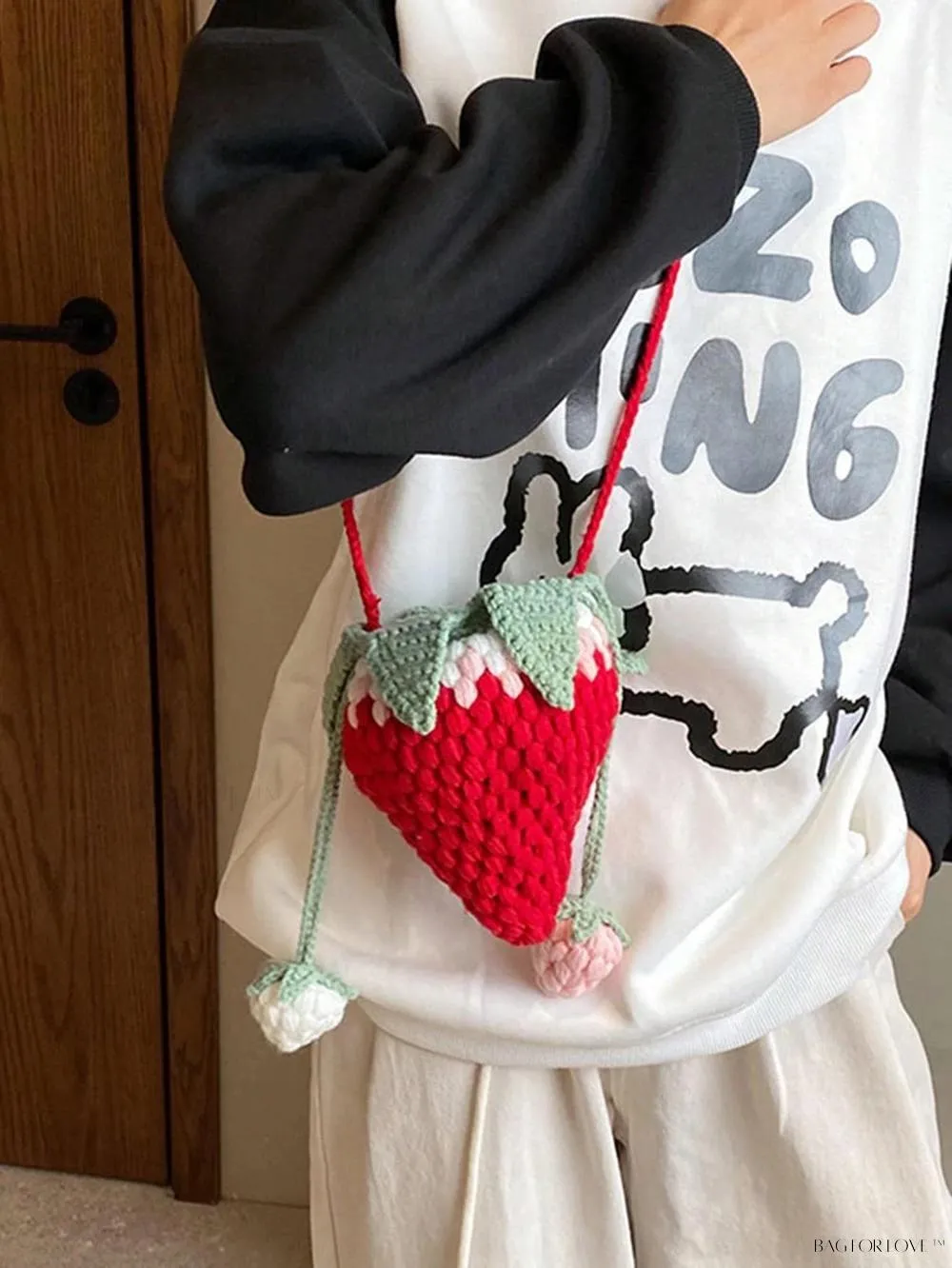BagForLove - Delightful Knitted Crossbody Bag in Strawberry Design