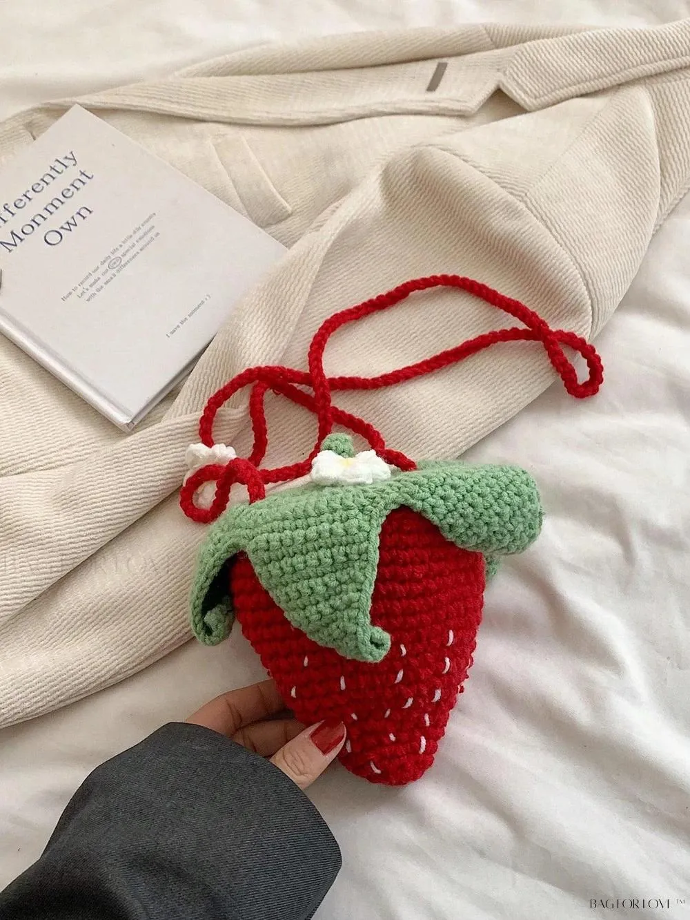 BagForLove - Delightful Knitted Crossbody Bag in Strawberry Design