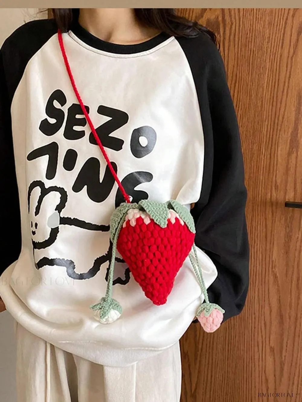 BagForLove - Delightful Knitted Crossbody Bag in Strawberry Design