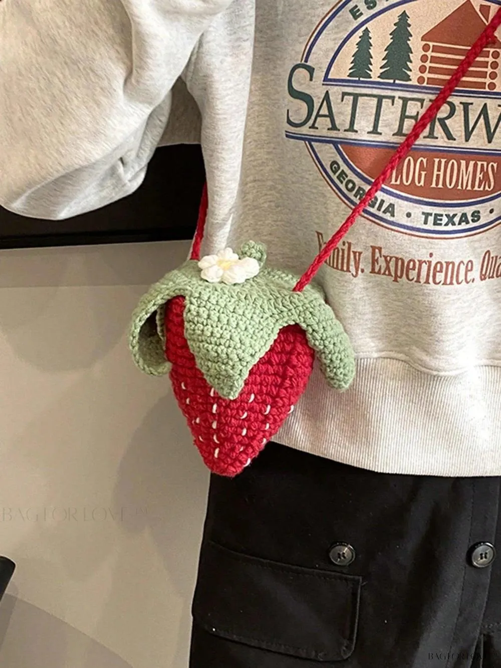 BagForLove - Delightful Knitted Crossbody Bag in Strawberry Design