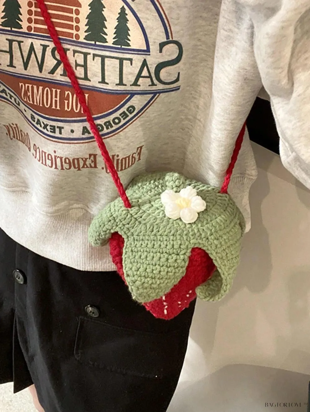 BagForLove - Delightful Knitted Crossbody Bag in Strawberry Design