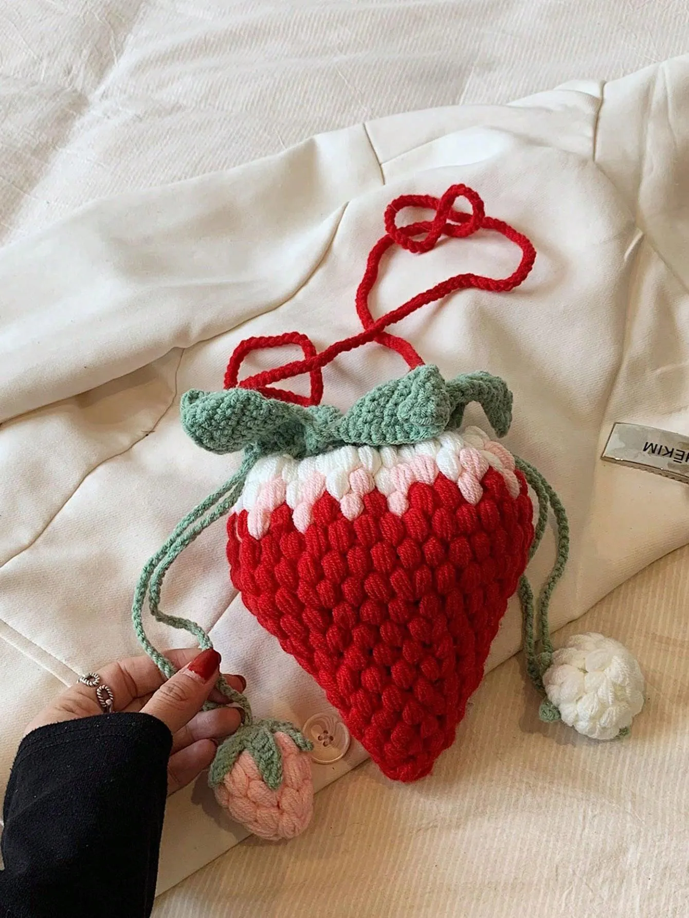 BagForLove - Delightful Knitted Crossbody Bag in Strawberry Design