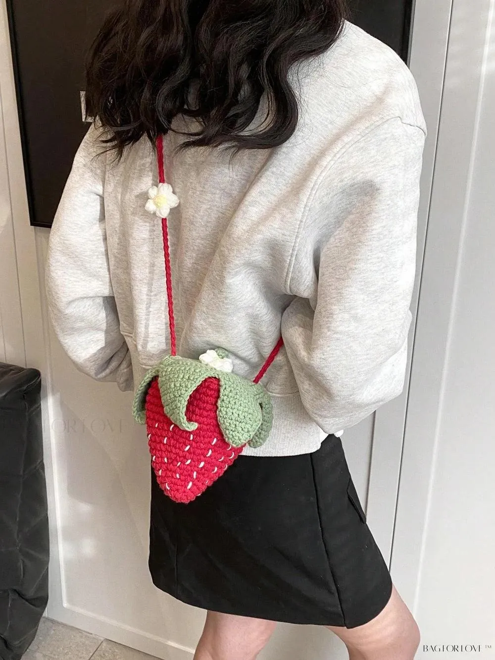 BagForLove - Delightful Knitted Crossbody Bag in Strawberry Design
