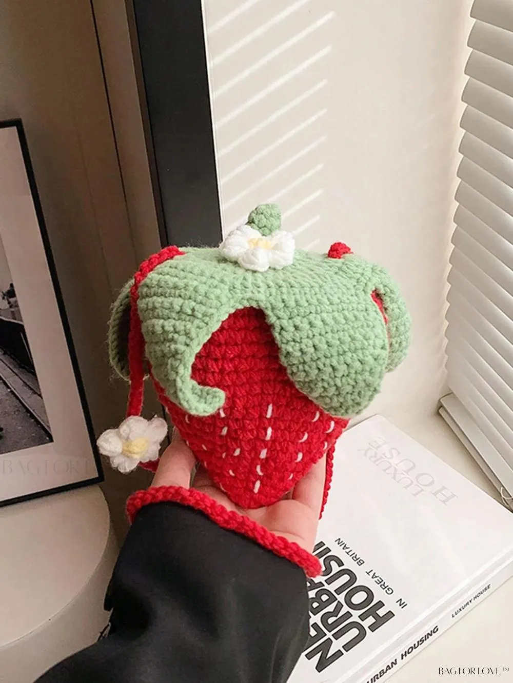 BagForLove - Delightful Knitted Crossbody Bag in Strawberry Design