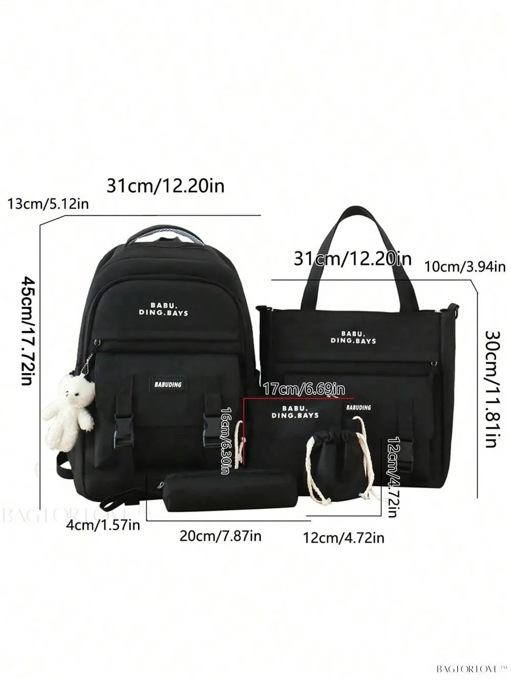 BagForLove - Large Capacity Back to School Backpack and Accessories Set