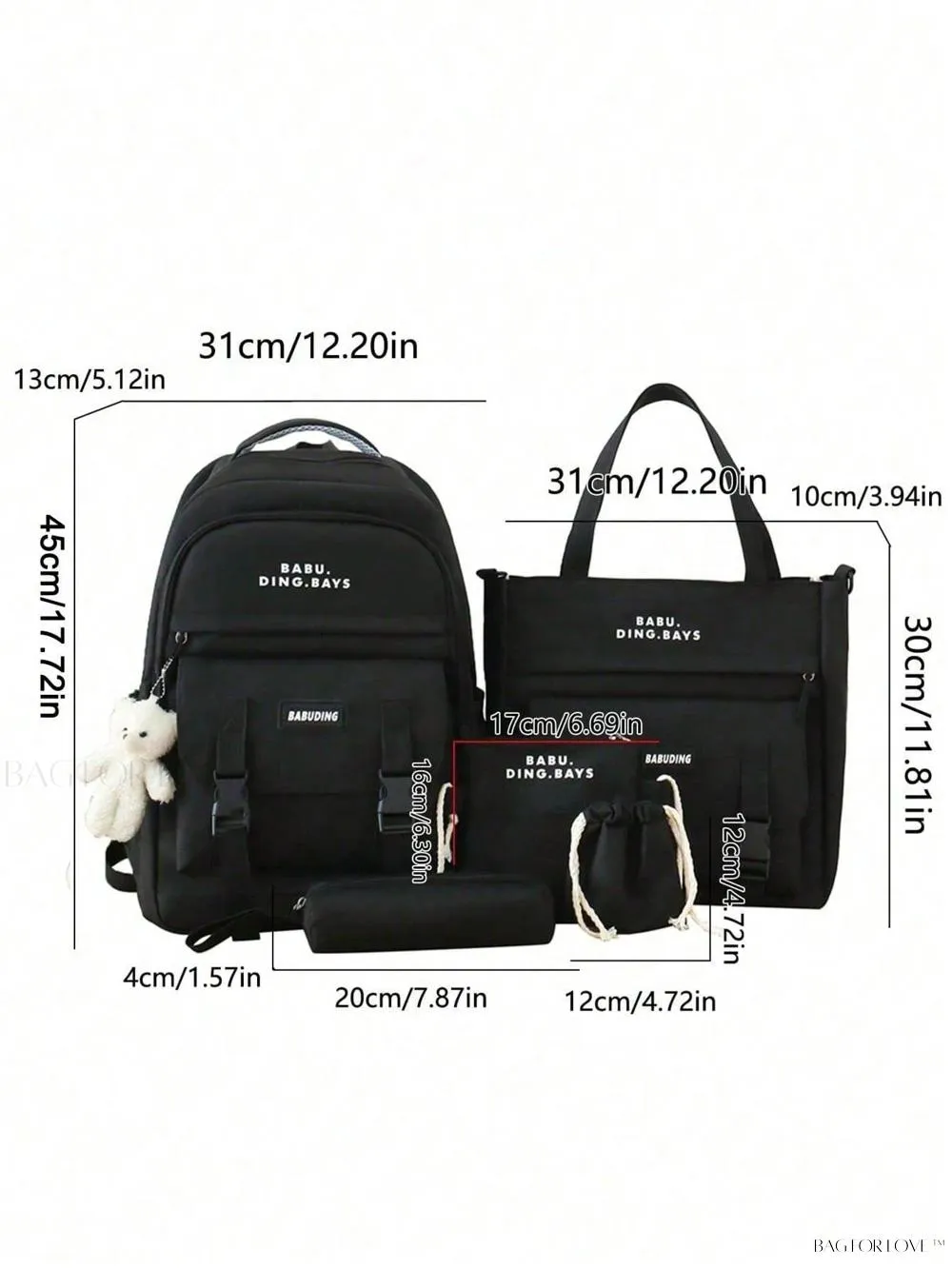 BagForLove - Large Capacity Back to School Backpack and Accessories Set