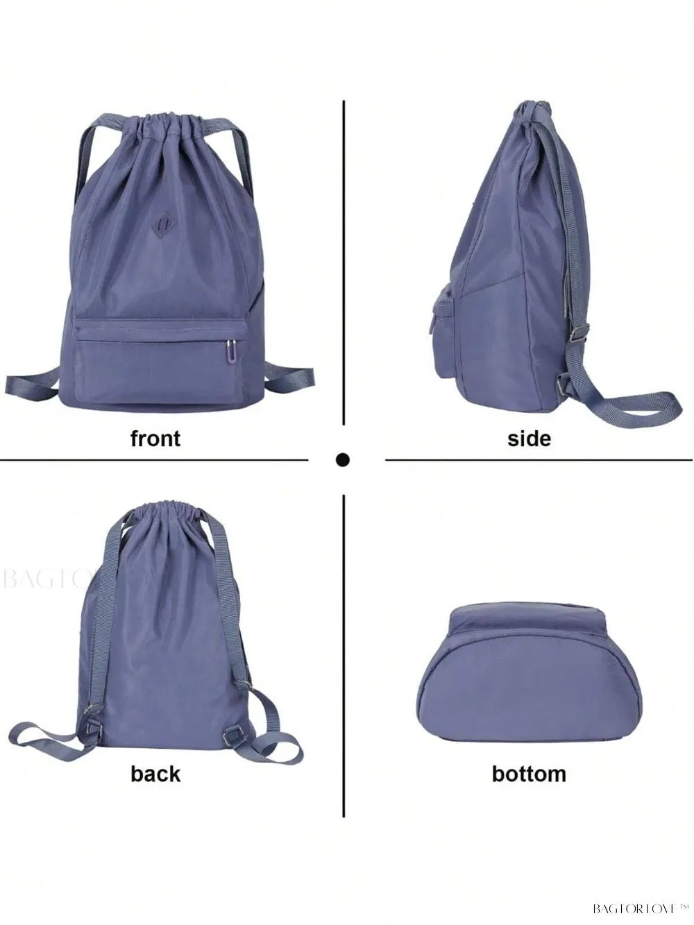 BagForLove - Lightweight Gym Bag with Cinching Closure and Storage Compartment