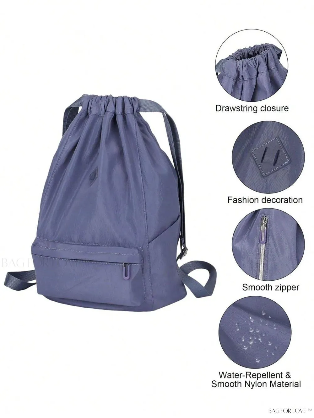 BagForLove - Lightweight Gym Bag with Cinching Closure and Storage Compartment