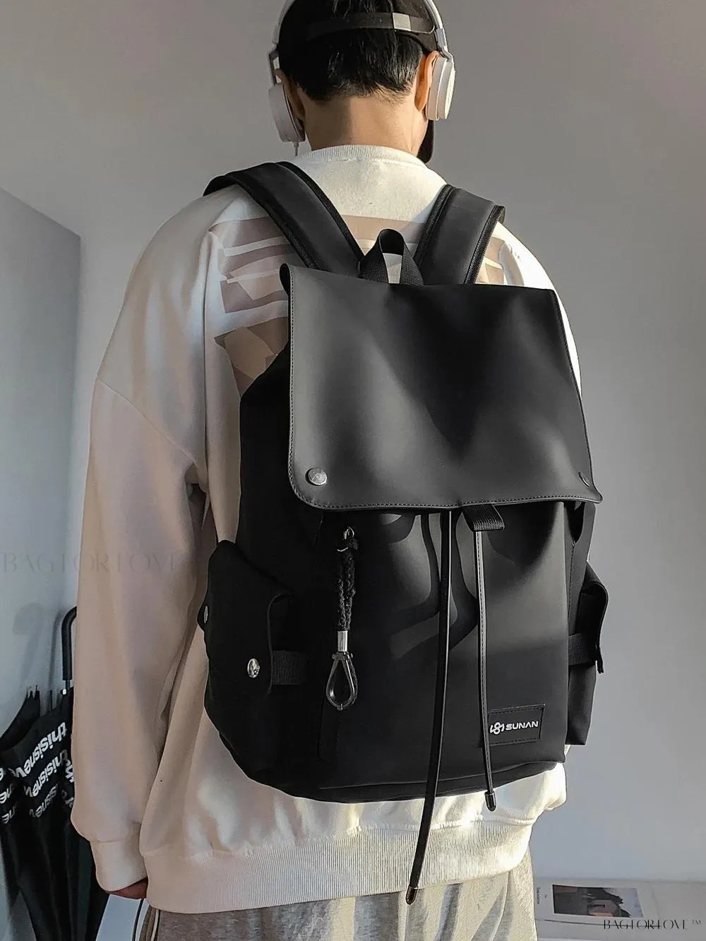 BagForLove - Minimalist Casual School Backpack with Laptop Bag and Roll Top
