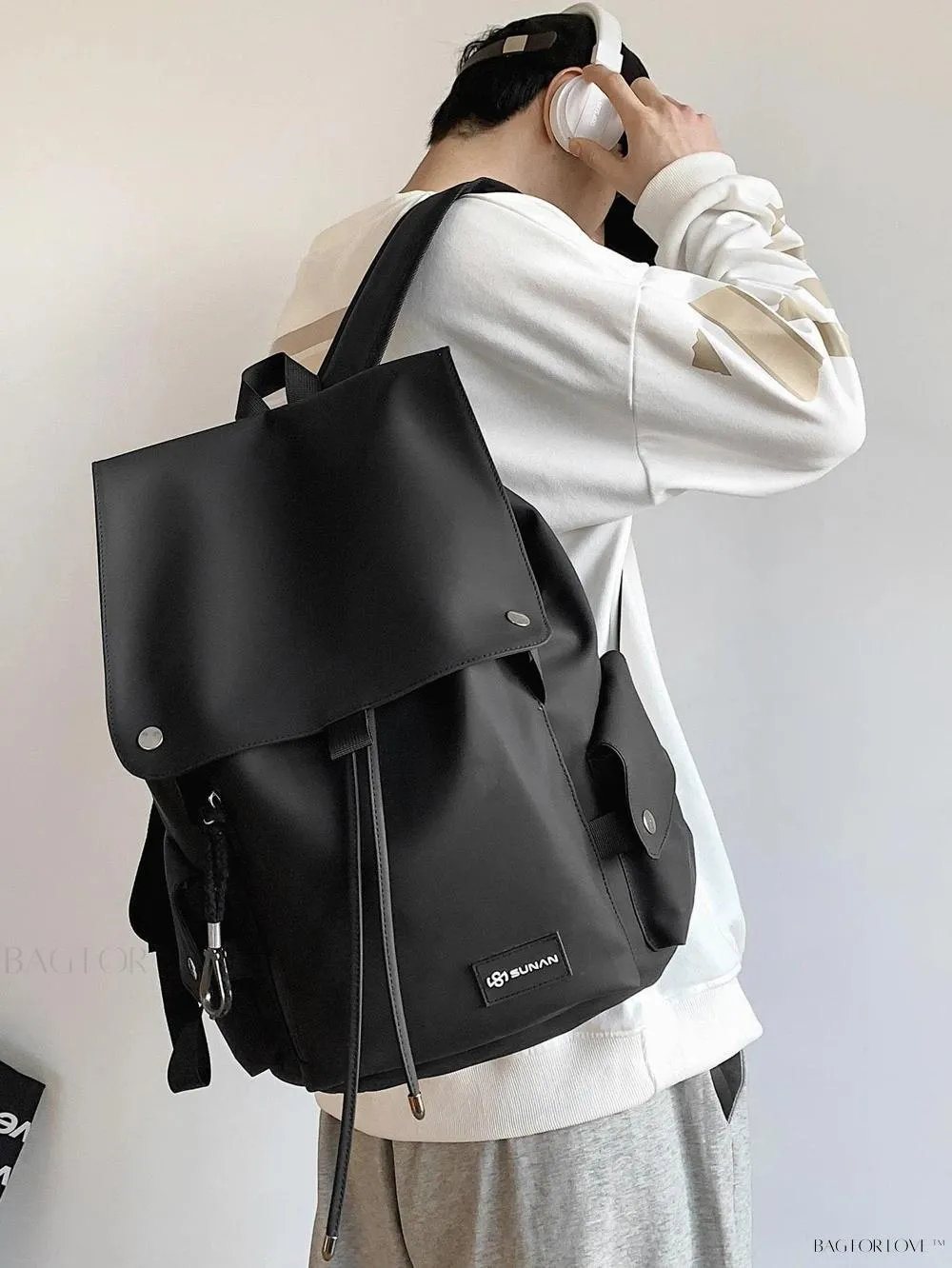 BagForLove - Minimalist Casual School Backpack with Laptop Bag and Roll Top