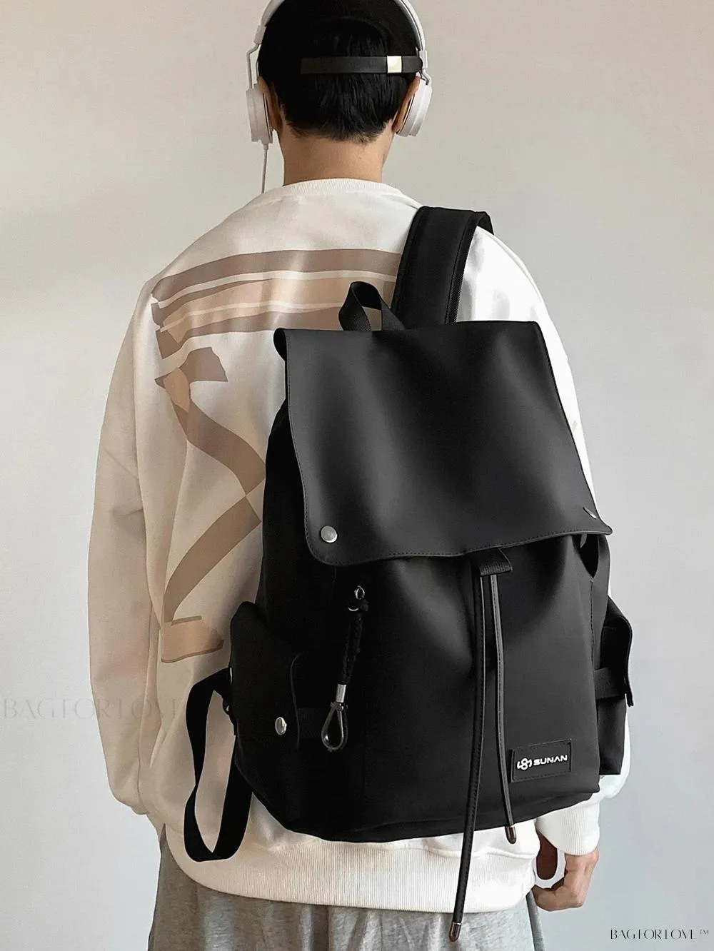 BagForLove - Minimalist Casual School Backpack with Laptop Bag and Roll Top