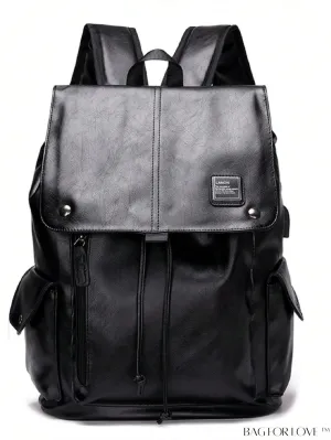 BagForLove - Professional Black Flap Backpack: Letter Patch Design for Women, Rookies & Professionals