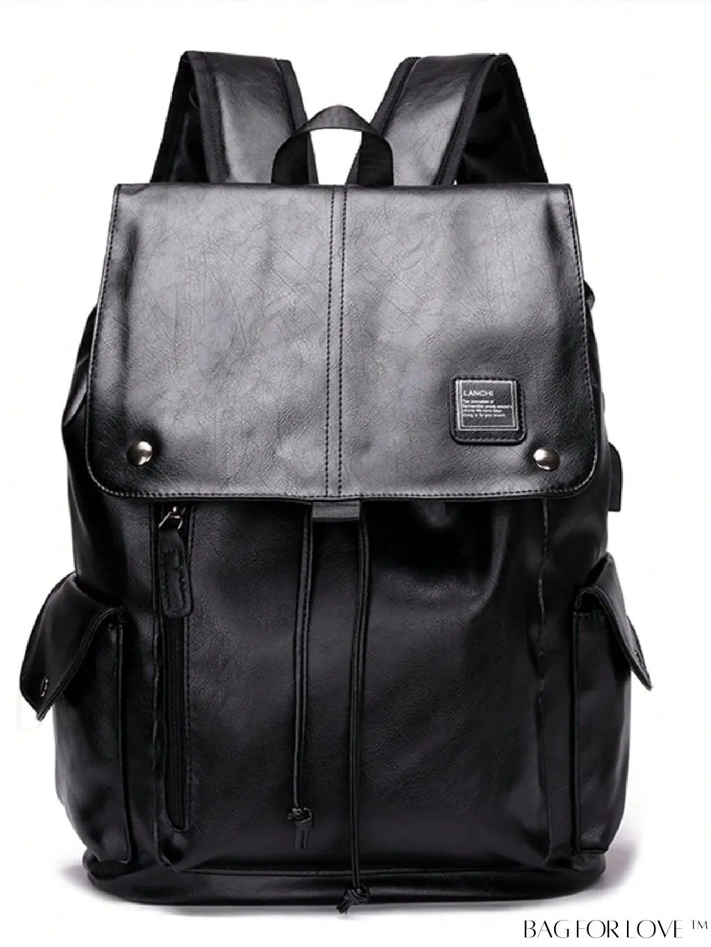 BagForLove - Professional Black Flap Backpack: Letter Patch Design for Women, Rookies & Professionals