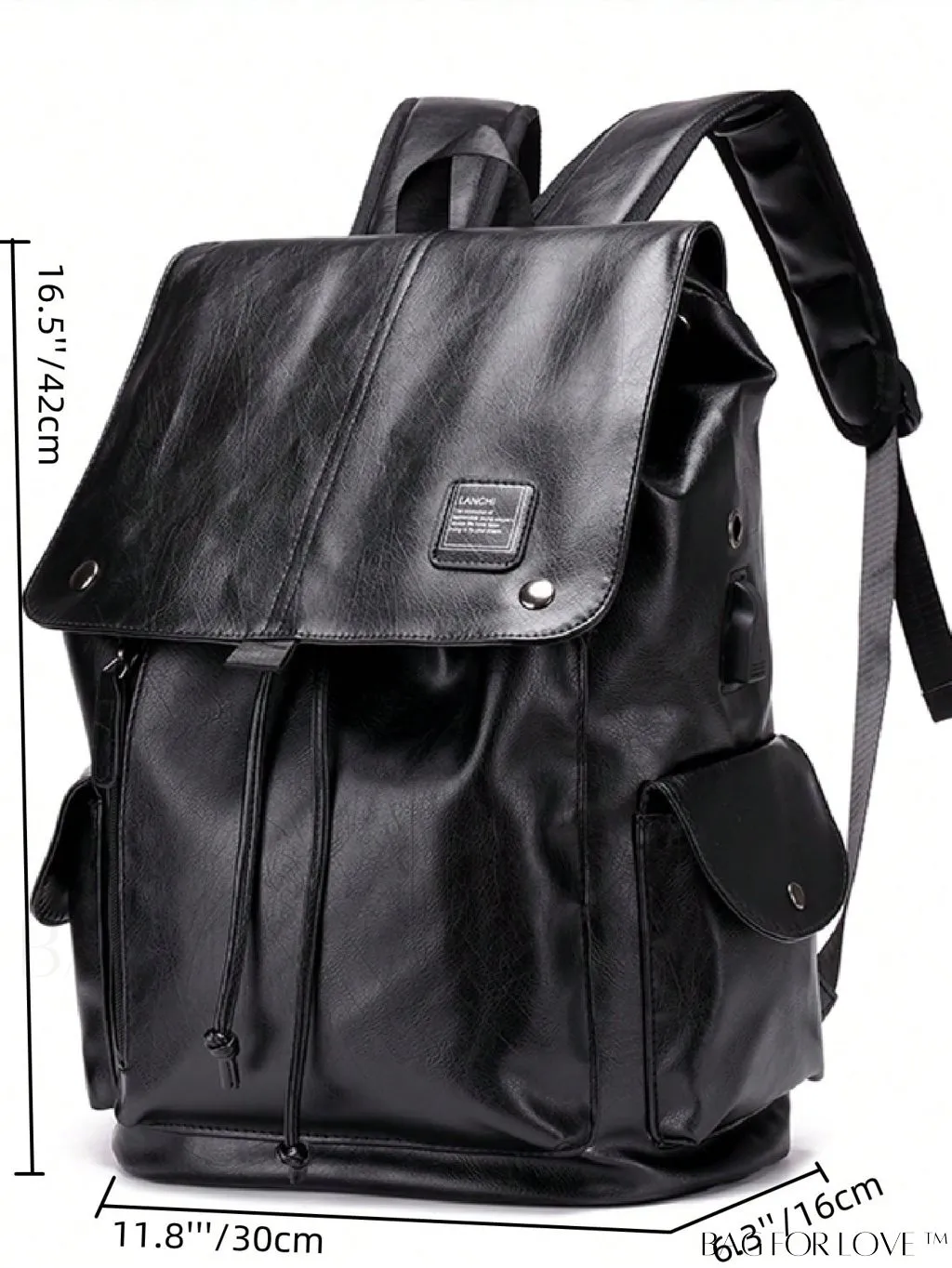 BagForLove - Professional Black Flap Backpack: Letter Patch Design for Women, Rookies & Professionals