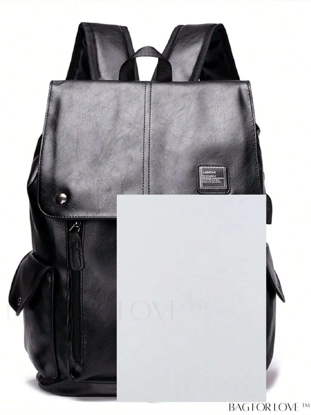 BagForLove - Professional Black Flap Backpack: Letter Patch Design for Women, Rookies & Professionals