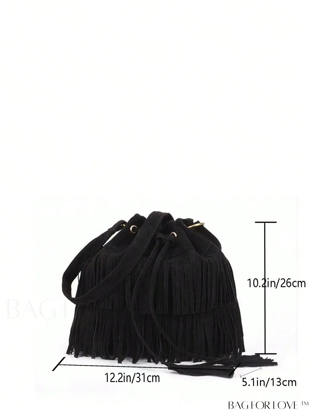 BagForLove - Stylish Drawstring Bucket Bag with Fringe for Everyday Use