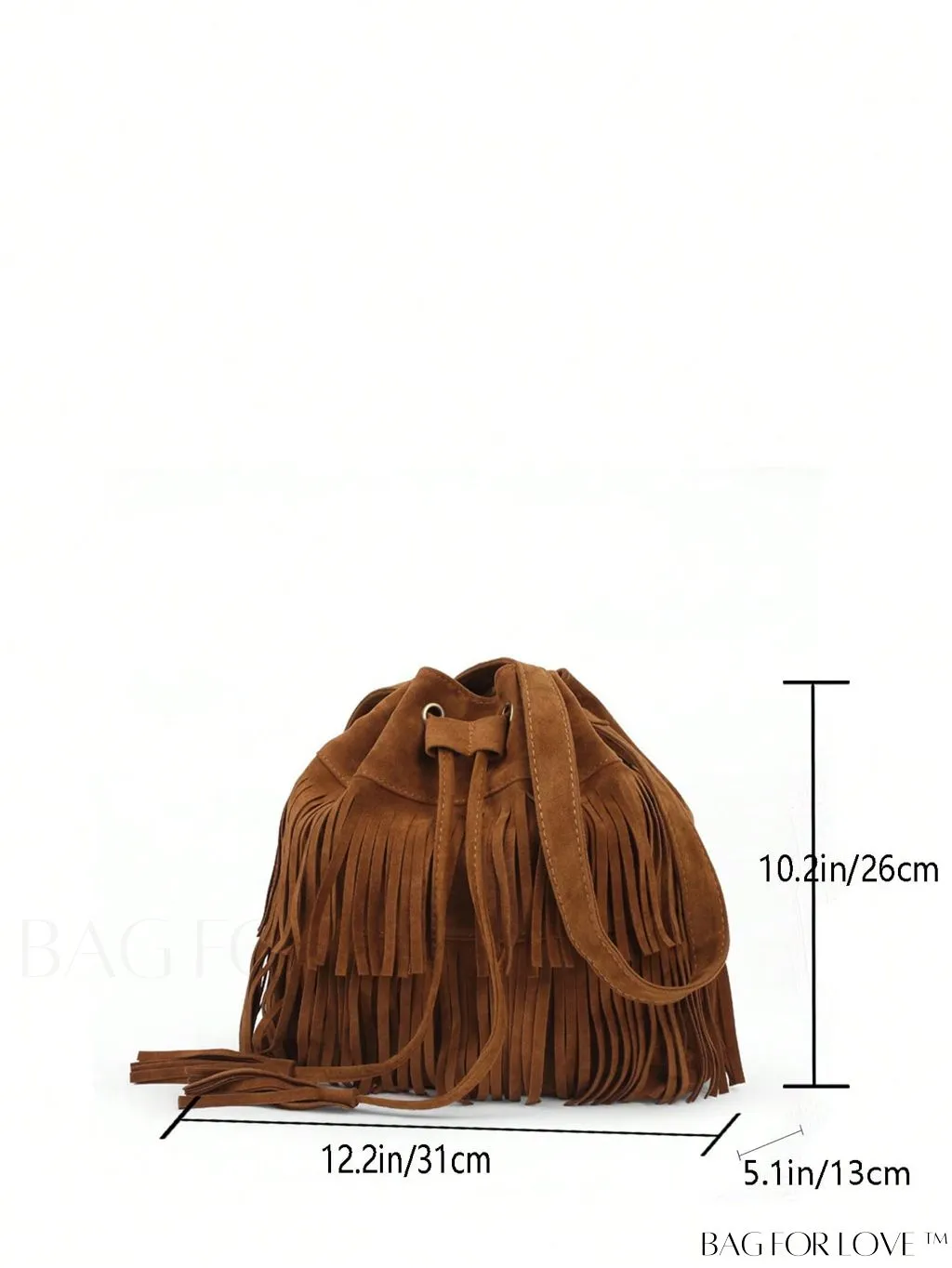 BagForLove - Stylish Drawstring Bucket Bag with Fringe for Everyday Use