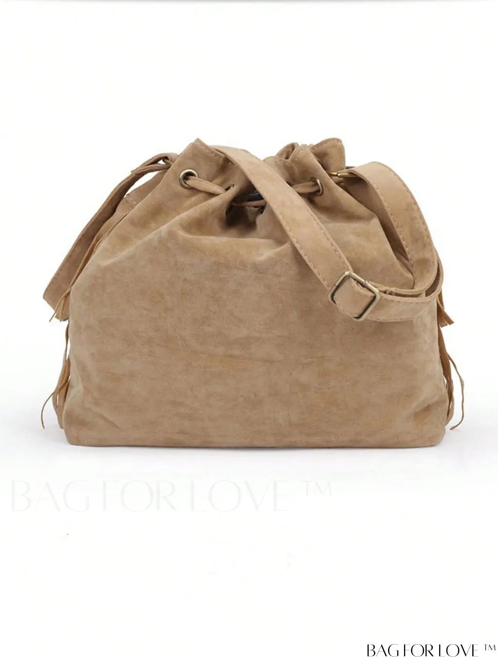 BagForLove - Stylish Drawstring Bucket Bag with Fringe for Everyday Use