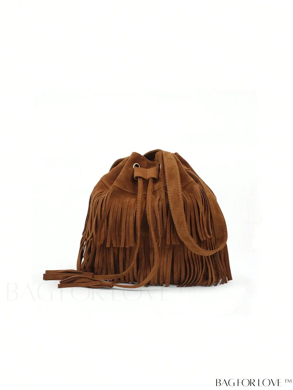 BagForLove - Stylish Drawstring Bucket Bag with Fringe for Everyday Use