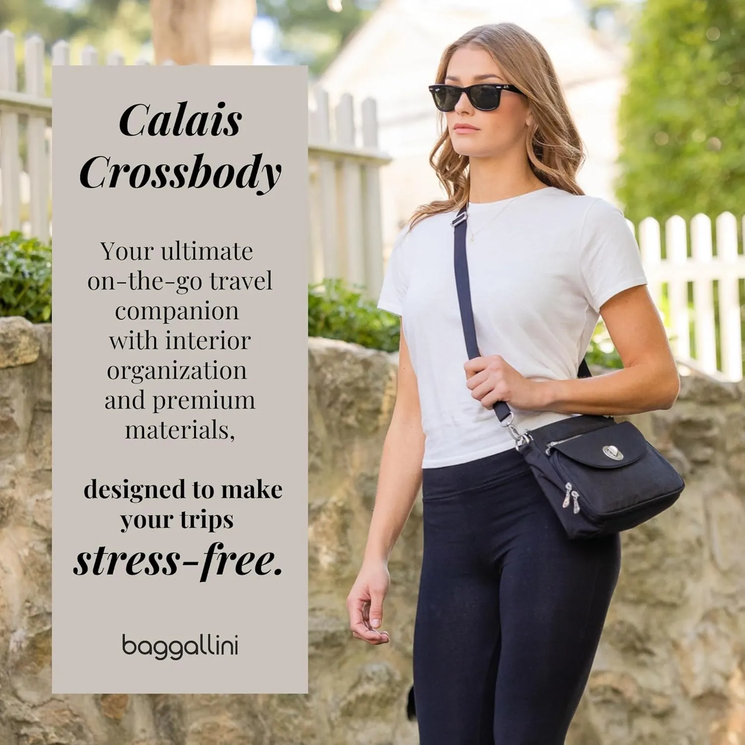 Baggallini Calais Crossbody Bags for Women 9.5"x7" Travel Handbag Purse w/RFID Front Wallet Lightweight Water-Resistant