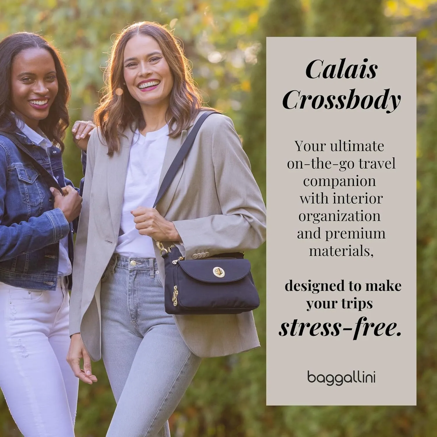 Baggallini Calais Crossbody Bags for Women 9.5"x7" Travel Handbag Purse w/RFID Front Wallet Lightweight Water-Resistant