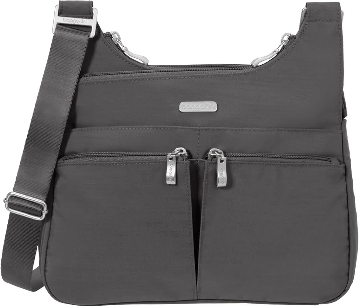 Baggallini Cross Over Crossbody Women 11x8.5 Medium Travel Bag Lightweight Water-Resistant Nylon Organized Handbag Purse
